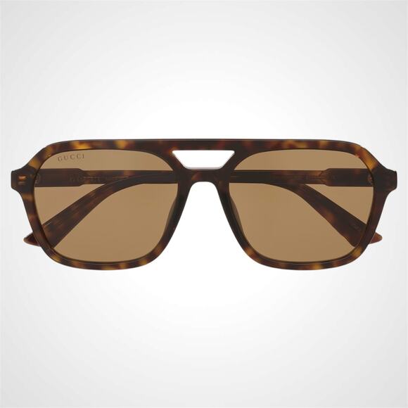 NEW GUCCI Sunglasses Aviator Pilot Brown Tortoise Gold Logo 57-18-145mm Gucci
